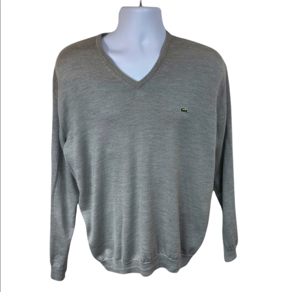 Lacoste Men's Wool V Neck Sweater Grey Large 5